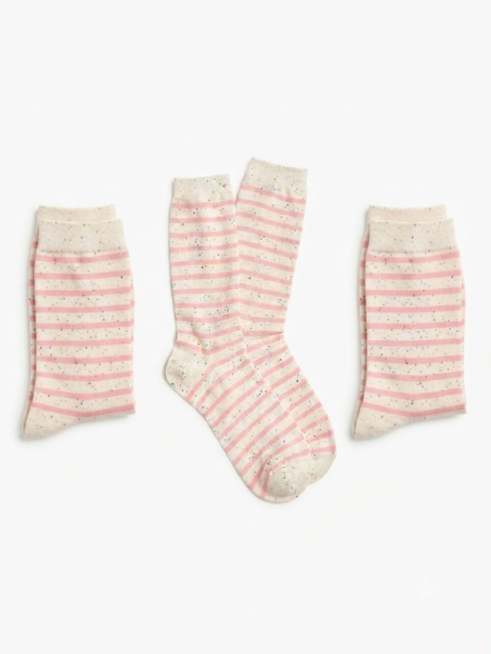New J. Crew Three Pairs of Pink and White Stripe Trouser Socks Bundle One Size